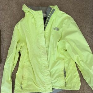 North face lime green rain jacket